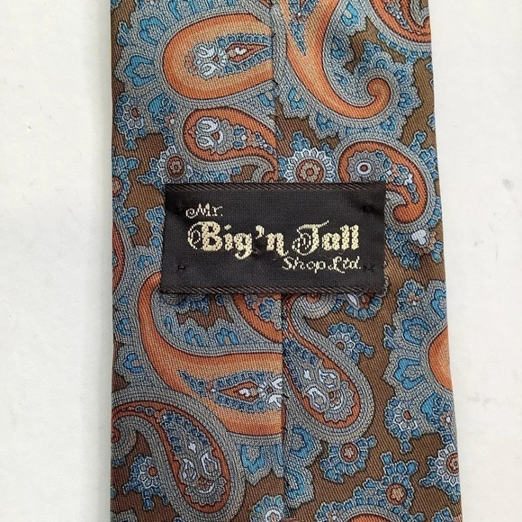 2/$30 MR BIG & TALL Brown Paisley Foulard Silk Tie - Picture 11 of 13